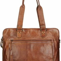 Beste Pirce 👏 Bear Design Lia Leren Dames Schoudertas / Laptoptas 13,3" - Cognac 👏 -tassen-dames Verkoop 550x779 11