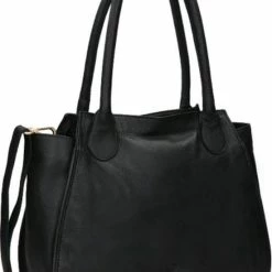 Nieuw 🎁 Fred De La Bretoniere Medium Schoudertas / Crossbody Tas Dames - Leer - Soft Grain Leather - Zwart ⌛ -tassen-dames Verkoop 550x780 11