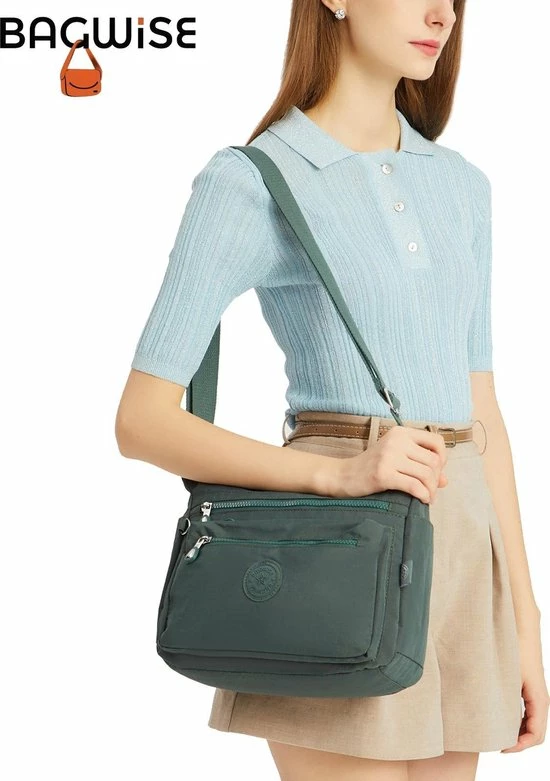 Gloednieuw 🔔 Bagwise® Schoudertas - Dames - 23cm X 30cm - (CR1238) -Groen ⌛ 3 Gloednieuw 🔔 Bagwise® Schoudertas - Dames - 23cm X 30cm - (CR1238) -Groen ⌛ - Afbeelding 3