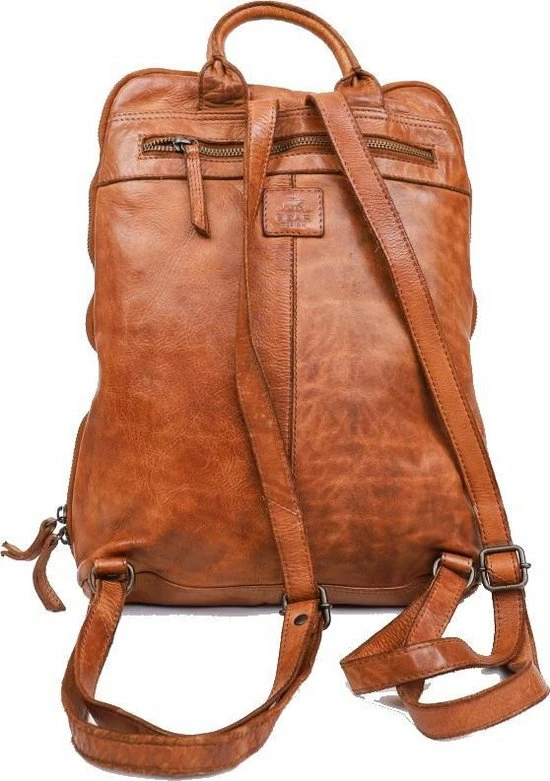 Nieuw 𧨠Bear Design Cow Lavato - Leren Rugtas - Cognac β 3 Nieuw 𧨠Bear Design Cow Lavato - Leren Rugtas - Cognac β - Afbeelding 3