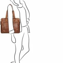 Beste Pirce 👏 Bear Design Lia Leren Dames Schoudertas / Laptoptas 13,3" - Cognac 👏 -tassen-dames Verkoop 550x793 3