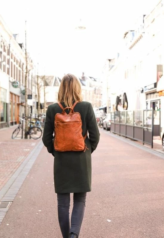 Nieuw 𧨠Bear Design Cow Lavato - Leren Rugtas - Cognac β 7 Nieuw 𧨠Bear Design Cow Lavato - Leren Rugtas - Cognac β - Afbeelding 7