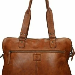 Beste Pirce 👏 Bear Design Lia Leren Dames Schoudertas / Laptoptas 13,3" - Cognac 👏 -tassen-dames Verkoop 550x801 7