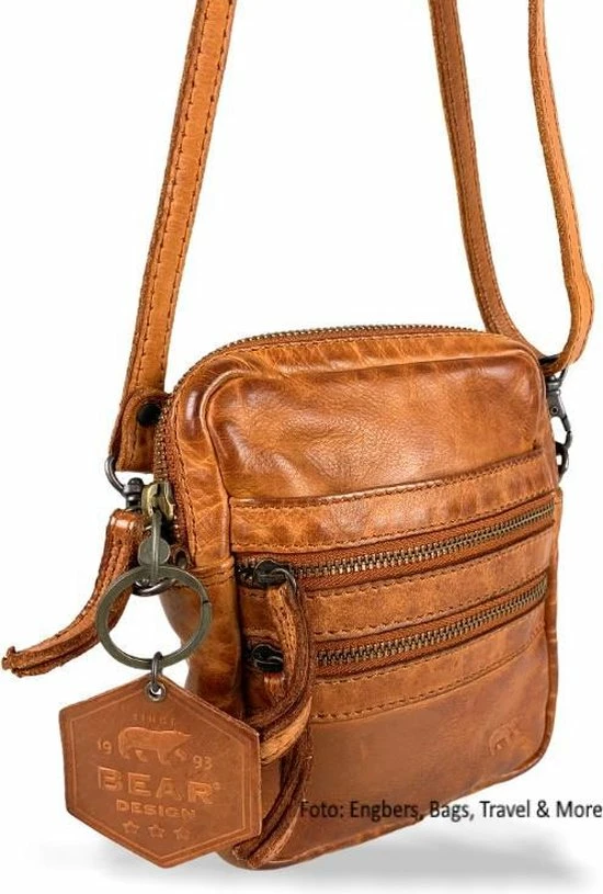 Begroting 𧨠Bear Design Vikas Leren Crossbodytas / Schoudertas - Cognac π 11 Begroting 𧨠Bear Design Vikas Leren Crossbodytas / Schoudertas - Cognac π - Afbeelding 11