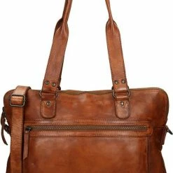 Beste Pirce 👏 Bear Design Lia Leren Dames Schoudertas / Laptoptas 13,3" - Cognac 👏 -tassen-dames Verkoop 550x816 14