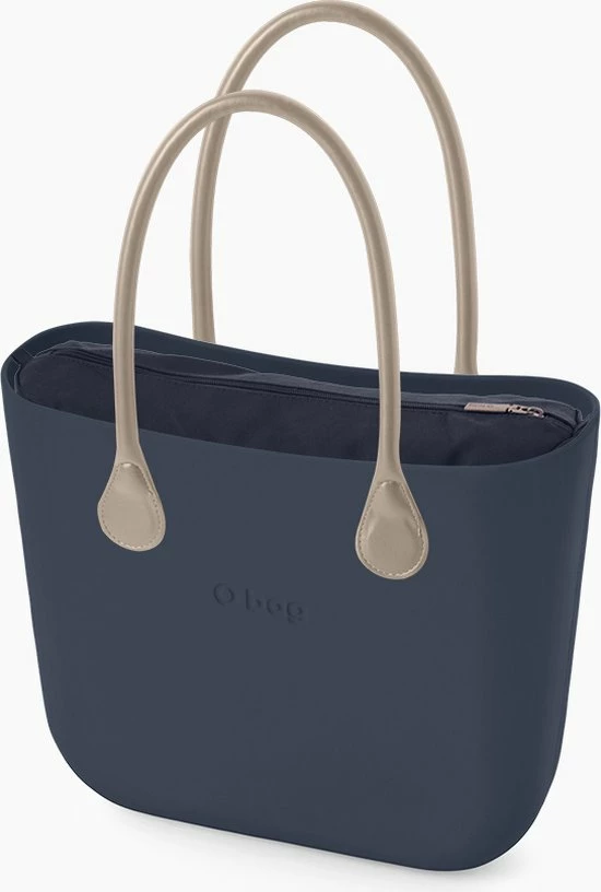 Begroting ✔️ O Bag Classic Bestseller Schoudertas In Donkerblauw, Compleet Met Lange Hengsels In Grijs/beige En Canvas Binnentas In Donkerblauw ⌛ 1 Begroting ✔️ O Bag Classic Bestseller Schoudertas In Donkerblauw, Compleet Met Lange Hengsels In Grijs/beige En Canvas Binnentas In Donkerblauw ⌛