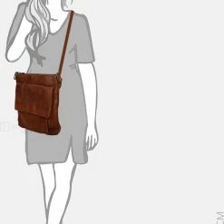 Uitgang ✔️ Bear Design Kleine Schoudertas / Crossbody Tas Dames - Leer - Calisto Pelle - Cognac 🔔 -tassen-dames Verkoop 550x821 2