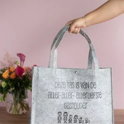 Gloednieuw π₯ Merkloos ByMi| Vilten Tas Gastouder Grijs| Juffen Bedankjes | Bedankt Meester | School | Bedankt | Afscheid | Gepersonaliseerd π₯