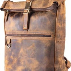 Gloednieuw ⌛ Wild Woodss WILD WOODS Leren 15 Inch Laptop Rugtas Met Kliksluiting - 15,6 Inch - Ruime Laptop Rugzak - Dames En Heren - Rundleer - Bruin 🛒