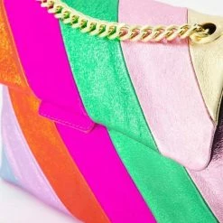 Goedkoopste 👏 Merkloos Rainbow Metallic Schoudertas - Roze - Echt Leer - Groot 🔔 -tassen-dames Verkoop 550x828 14