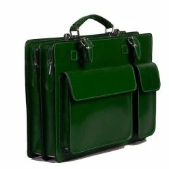 Goedkoopste 🧨 Schooltas Of Aktetas Groot Model, Groen Leder Leer By Viabologna 🧨 -tassen-dames Verkoop 550x839 13